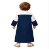 Linjinx Toddler Baby Boys Arabic Prince Cosplay Costume Robe Long Sleeve Muslim Kaftan Islamic Thobe for Eid Party Navy Blue 18-24 Months view 2