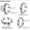 Fidget Ring Set - 4 Pieces Modern Titanium Steel Stylish | Women Fidget Rotating Rings | For Party Gathering Masquerade Commuting Cosplay Boys Girls Teens Adults Men Home Kitchen School Office Gym Roo view 4