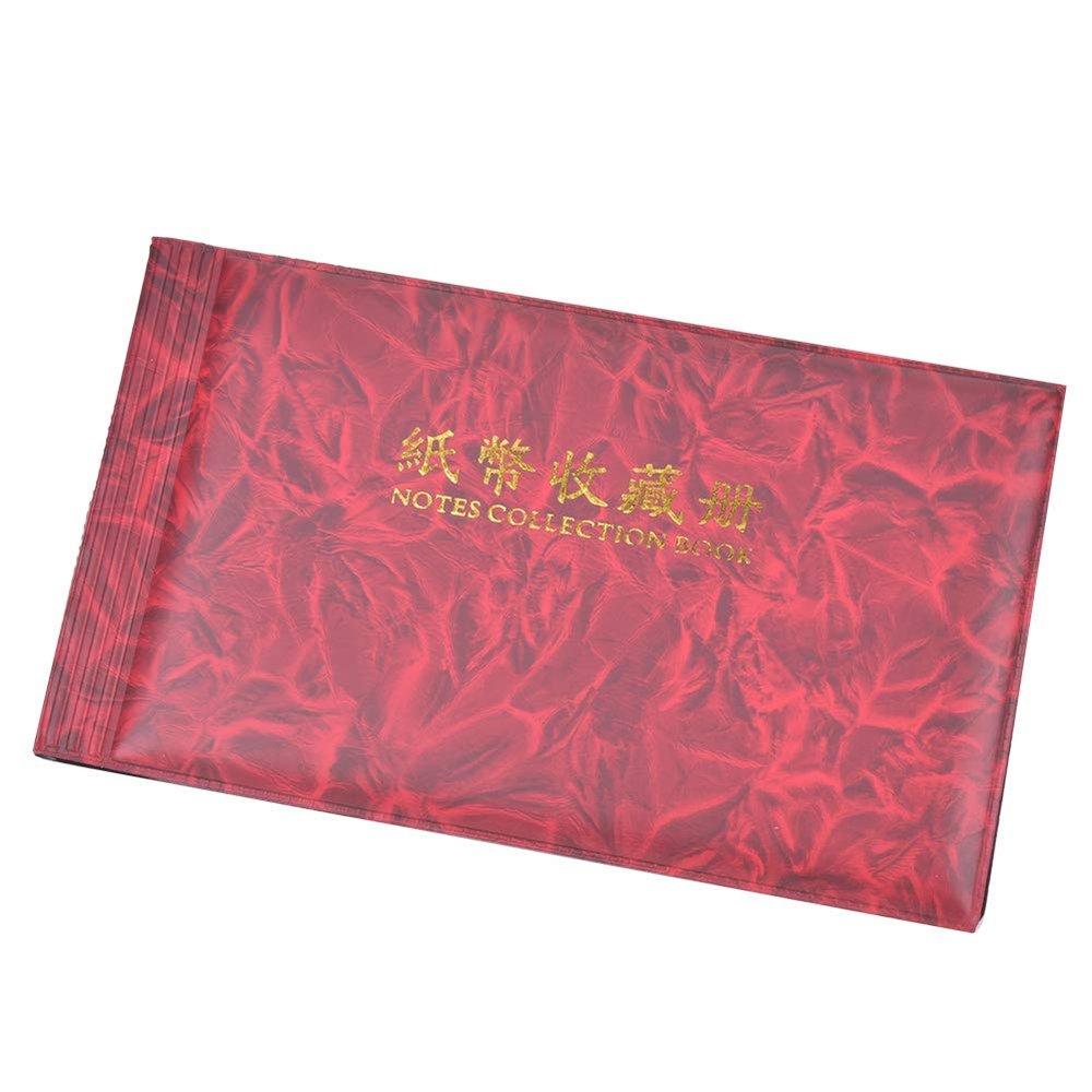 Yinhing Collector S Album Dark Green Currency Holder 30 Pages for 60 Banknotes Transparent Design Collectors (Rosy Red)