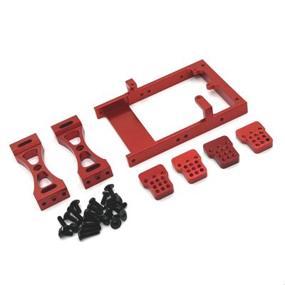 RC Car Toys Parts for WPL C14 C24 C34 C44 C54 B14 B24 B36 FY for Henglong for JJRC Metal Upgrade Beam Servo Compartment Suspension Bracket Set RC Car Parts(Red)