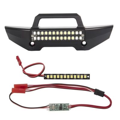 Rc Bumper Models Parts Compatible with TRAXXAS for MAXX 1/10 RC Car Upgrade Parts Accessories Metal Front Bumper with Waterproof Front Rear Light Bar