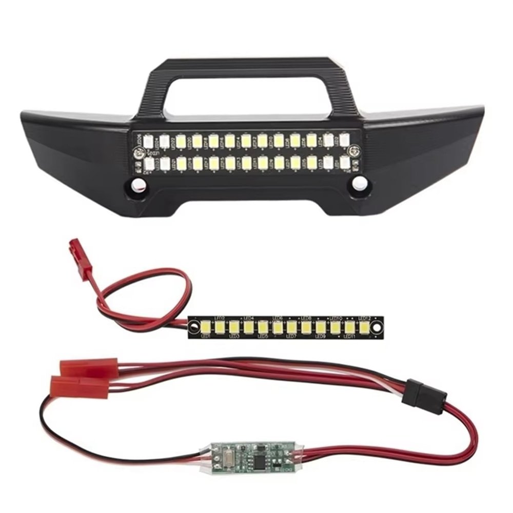 Rc Bumper Models Parts Compatible with TRAXXAS for MAXX 1/10 RC Car Upgrade Parts Accessories Metal Front Bumper with Waterproof Front Rear Light Bar