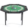 WENTUM Poker Table Foldable, 8-Player Octagon Poker Table with Chip Trays & Collapsible Legs, Folding Texas Holdem Game Table for Casino Leisure Game, Easy Assembly, Green view 1