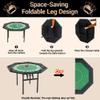 WENTUM Poker Table Foldable, 8-Player Octagon Poker Table with Chip Trays & Collapsible Legs, Folding Texas Holdem Game Table for Casino Leisure Game, Easy Assembly, Green view 3