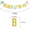 Gold Glitter Beach I'M 44 Banner, Beach Surfing Surfboard Cheers to 44 Years Decor, Summer Hawaiian Luau Tropical Themed 44th Birthday Party Decorations Supplies view 2