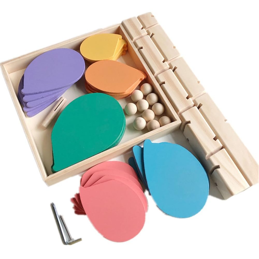 tysszx Rainbow Wooden Marble Run Tree, Musical Ball Drop Toy with Colorful Leaves