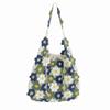 Floral Tote Large Capacity Daisy Motif Handbag Vibrant Multi-Color Hand-Knitted Hobo Bag Cotton Yarn Shoulder Bag Picnic Aesthetic Gear(Green) view 1