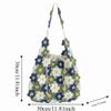 Floral Tote Large Capacity Daisy Motif Handbag Vibrant Multi-Color Hand-Knitted Hobo Bag Cotton Yarn Shoulder Bag Picnic Aesthetic Gear(Green) view 4
