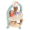 GLOGLOW Wooden Tea Set Toy 2-Tier Cake Stand with Assorted Desserts for Kids Social Interaction Hand Eye Coordination Creativity view 3