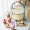 GLOGLOW Wooden Tea Set Toy 2-Tier Cake Stand with Assorted Desserts for Kids Social Interaction Hand Eye Coordination Creativity view 4