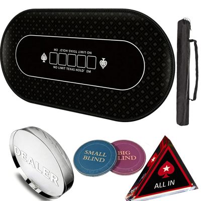 Poker Poker mat for Table, with Dealer Button, Big Blind, Small Blind and Crystal All in Button, Soft Cloth Rubber Mat, Folding Poker Table Top Layout, Suitable for Poker Game