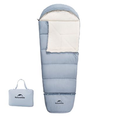 Naturehike Grow Kids Sleeping Bag with Extendable Design, 32-68F Cotton Teen Sleeping Bag for Camping, Girls Boys, Cold Weather & Warm, Fits Children up to 5ft Tall (C180Blue-Left)
