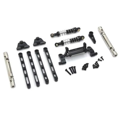 Compatible with MN82 for MN78 1/12 RC Car Parts Accessories Metal for Chassis Link Rod Pull Rod Mount Shock Absorber Drive Shaft Set RC Assortment(Black)