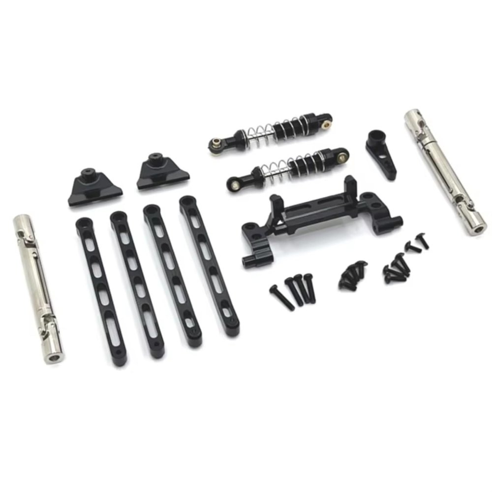 Compatible with MN82 for MN78 1/12 RC Car Parts Accessories Metal for Chassis Link Rod Pull Rod Mount Shock Absorber Drive Shaft Set RC Assortment(Black)