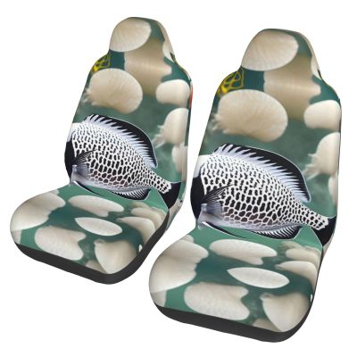 LPLSNWS White Tropical Fish Patterned, Durable Car Seat Covers, 2-Pack Suitable for Passenger Cars, Trucks, Commercial Vehicles, and Marine Seats