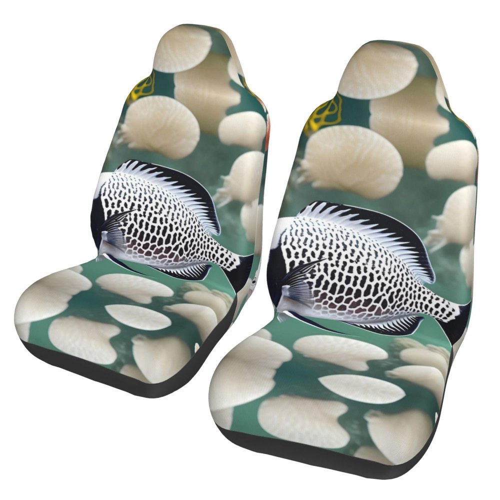 LPLSNWS White Tropical Fish Patterned, Durable Car Seat Covers, 2-Pack Suitable for Passenger Cars, Trucks, Commercial Vehicles, and Marine Seats