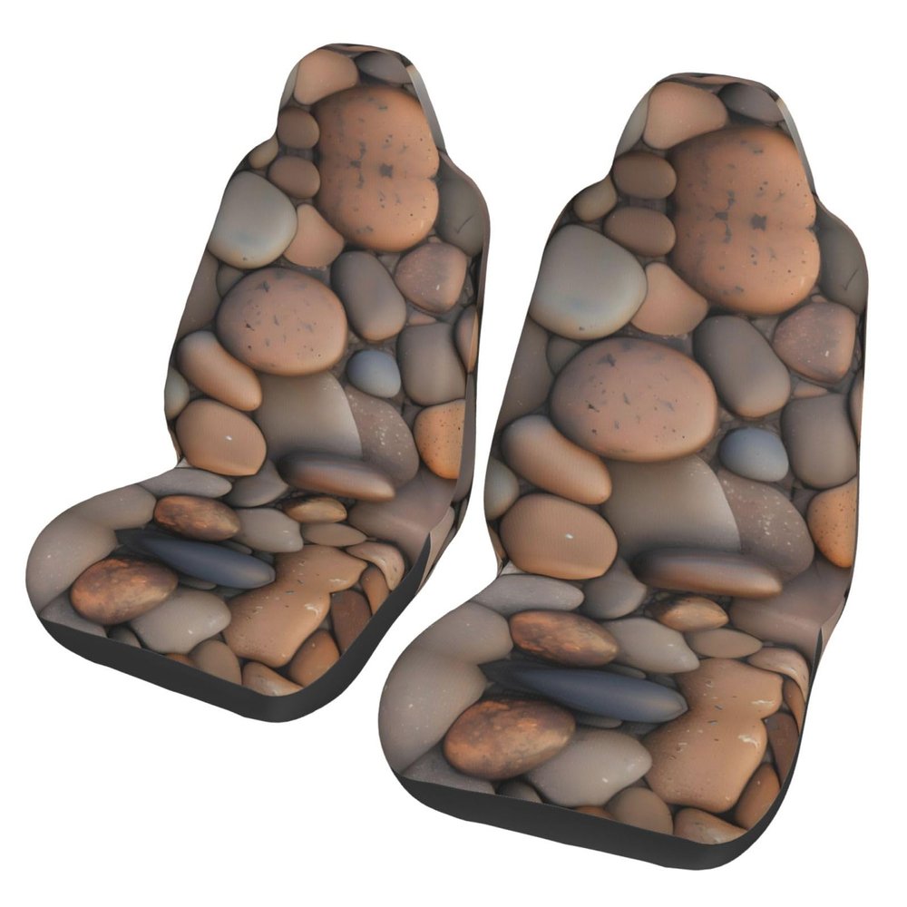 LPLSNWS Pebbles in The Beach Patterned, Durable Car Seat Covers, 2-Pack Suitable for Passenger Cars, Trucks, Commercial Vehicles, and Marine Seats