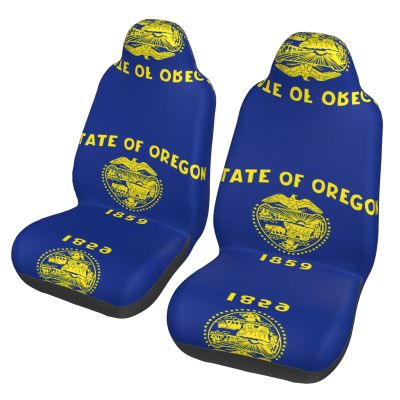 LPLSNWS Oregon State Flag Patterned, Durable Car Seat Covers, 2-Pack Suitable for Passenger Cars, Trucks, Commercial Vehicles, and Marine Seats