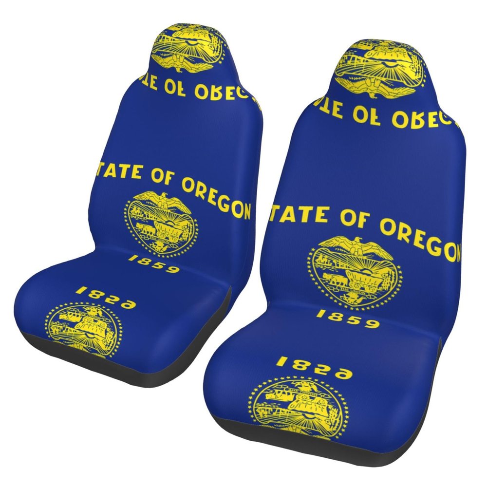 LPLSNWS Oregon State Flag Patterned, Durable Car Seat Covers, 2-Pack Suitable for Passenger Cars, Trucks, Commercial Vehicles, and Marine Seats