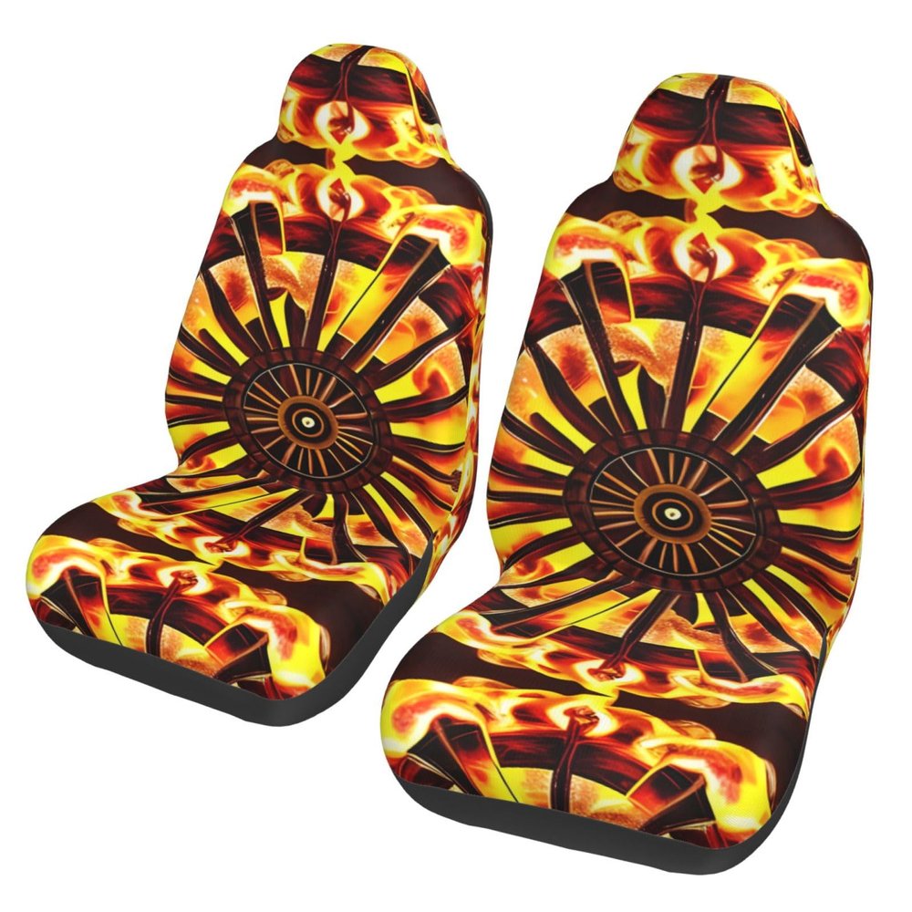 LPLSNWS Turning The Flame Patterned, Durable Car Seat Covers, 2-Pack Suitable for Passenger Cars, Trucks, Commercial Vehicles, and Marine Seats