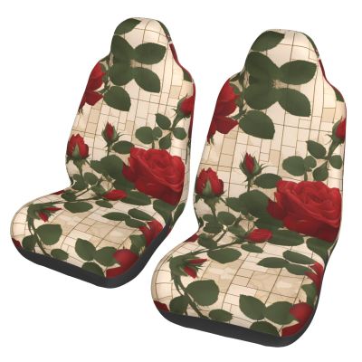LPLSNWS Many Red Roses Patterned, Durable Car Seat Covers, 2-Pack Suitable for Passenger Cars, Trucks, Commercial Vehicles, and Marine Seats