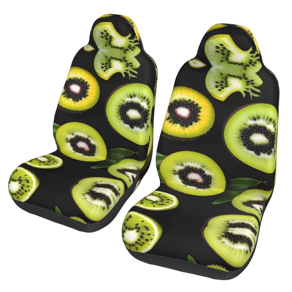 LPLSNWS Green Kiwi Patterned, Durable Car Seat Covers, 2-Pack Suitable for Passenger Cars, Trucks, Commercial Vehicles, and Marine Seats