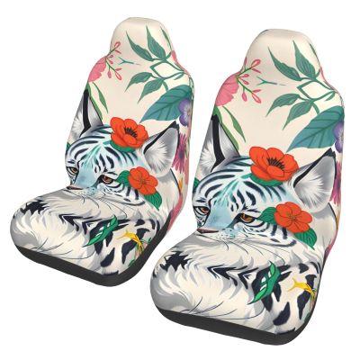LPLSNWS Cute White Tiger Patterned, Durable Car Seat Covers, 2-Pack Suitable for Passenger Cars, Trucks, Commercial Vehicles, and Marine Seats