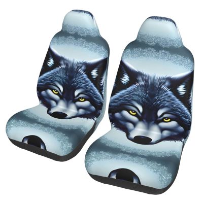 LPLSNWS Fierce Wolf Head Patterned, Durable Car Seat Covers, 2-Pack Suitable for Passenger Cars, Trucks, Commercial Vehicles, and Marine Seats