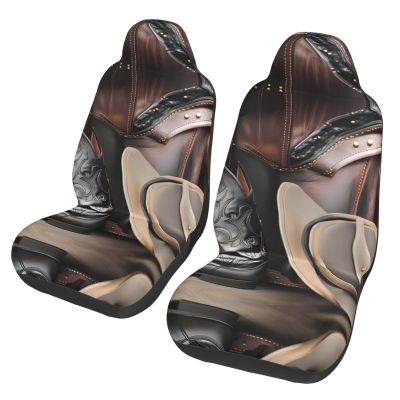 LPLSNWS Cowboy Black Hat Western Boots Patterned, Durable Car Seat Covers, 2-Pack Suitable for Passenger Cars, Trucks, Commercial Vehicles, and Marine Seats