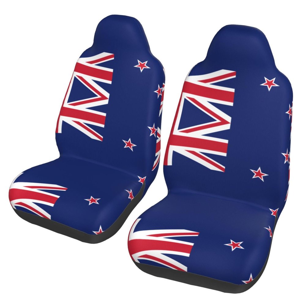 LPLSNWS New Zealand Flag Patterned, Durable Car Seat Covers, 2-Pack Suitable for Passenger Cars, Trucks, Commercial Vehicles, and Marine Seats