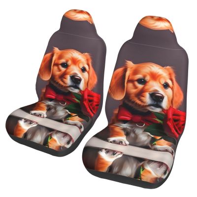 LPLSNWS Gentleman-Like Dog Patterned, Durable Car Seat Covers, 2-Pack Suitable for Passenger Cars, Trucks, Commercial Vehicles, and Marine Seats