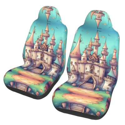 LPLSNWS Classical Castle Patterned, Durable Car Seat Covers, 2-Pack Suitable for Passenger Cars, Trucks, Commercial Vehicles, and Marine Seats