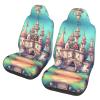 LPLSNWS Classical Castle Patterned, Durable Car Seat Covers, 2-Pack Suitable for Passenger Cars, Trucks, Commercial Vehicles, and Marine Seats view 1