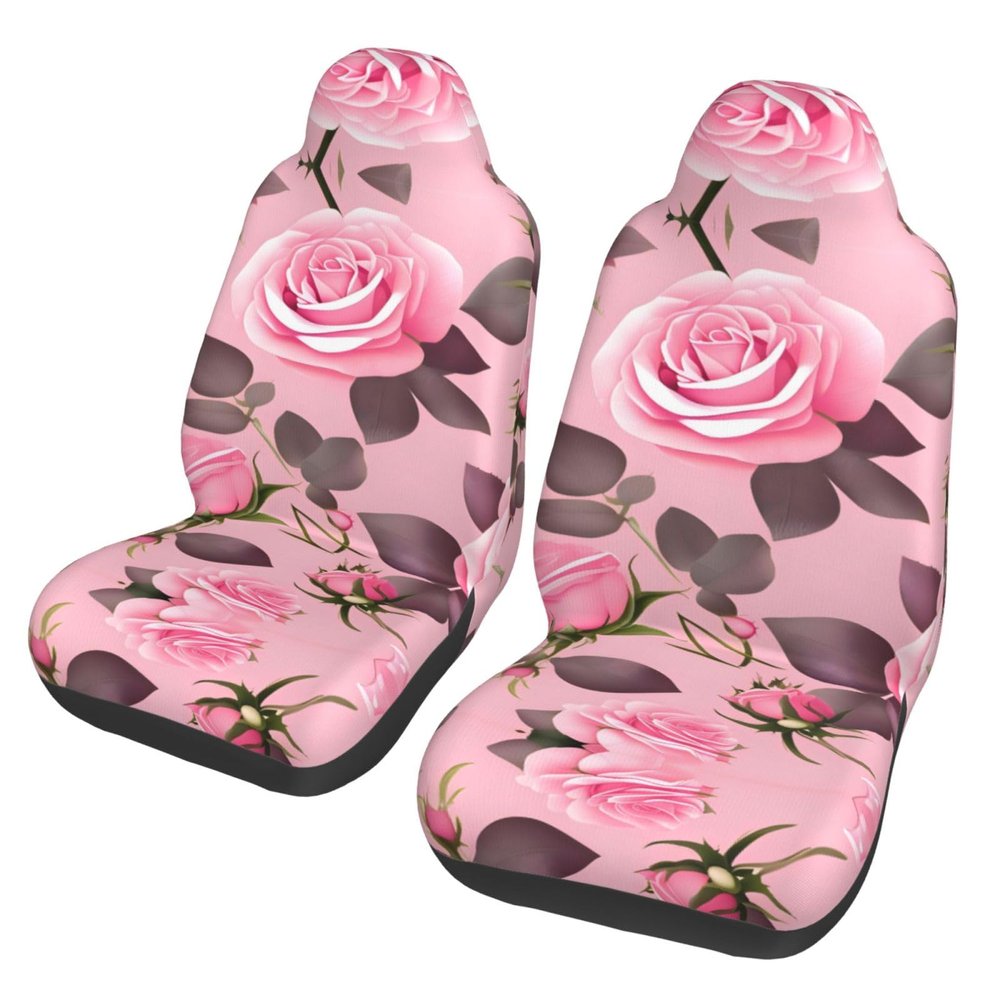 LPLSNWS Pretty Pink Roses Patterned, Durable Car Seat Covers, 2-Pack Suitable for Passenger Cars, Trucks, Commercial Vehicles, and Marine Seats