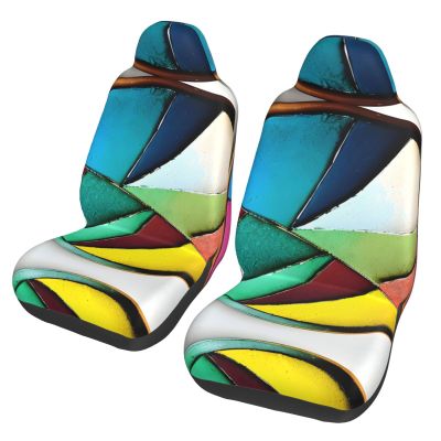 LPLSNWS Round Palette Patterned, Durable Car Seat Covers, 2-Pack Suitable for Passenger Cars, Trucks, Commercial Vehicles, and Marine Seats