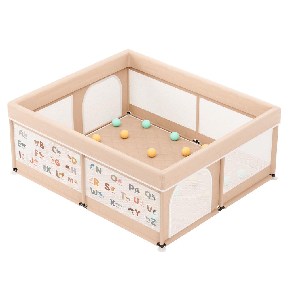 Large Baby Playpen for Babies and Toddlers -79x71 Inches Indoor & Outdoor Baby Playard with Ocean Balls and Pulling Ring