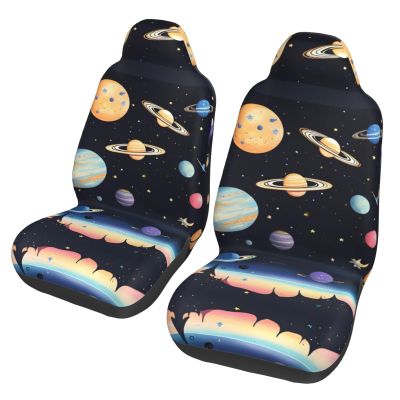 LPLSNWS Saturn Jupiter Earth Patterned, Durable Car Seat Covers, 2-Pack Suitable for Passenger Cars, Trucks, Commercial Vehicles, and Marine Seats