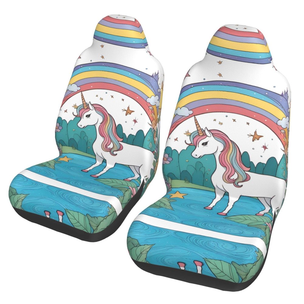 LPLSNWS Unicorns By The River Patterned, Durable Car Seat Covers, 2-Pack Suitable for Passenger Cars, Trucks, Commercial Vehicles, and Marine Seats