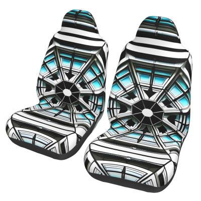 LPLSNWS Octagon Building Patterned, Durable Car Seat Covers, 2-Pack Suitable for Passenger Cars, Trucks, Commercial Vehicles, and Marine Seats