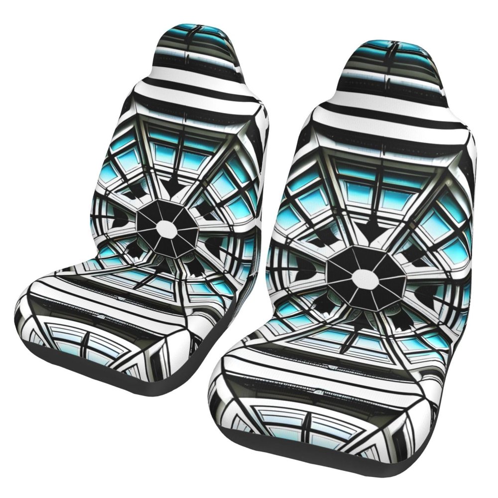 LPLSNWS Octagon Building Patterned, Durable Car Seat Covers, 2-Pack Suitable for Passenger Cars, Trucks, Commercial Vehicles, and Marine Seats