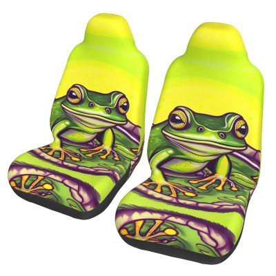 LPLSNWS Frog in A Pond Patterned, Durable Car Seat Covers, 2-Pack Suitable for Passenger Cars, Trucks, Commercial Vehicles, and Marine Seats