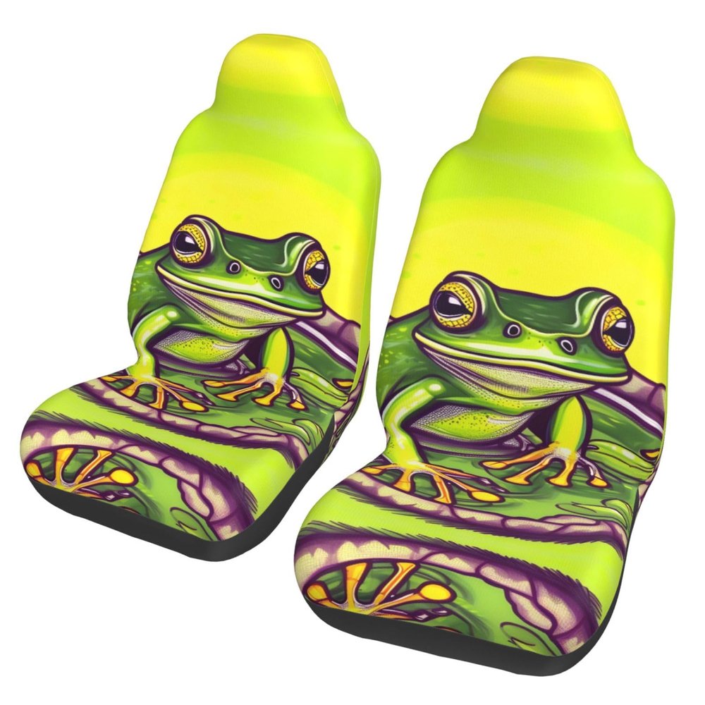 LPLSNWS Frog in A Pond Patterned, Durable Car Seat Covers, 2-Pack Suitable for Passenger Cars, Trucks, Commercial Vehicles, and Marine Seats