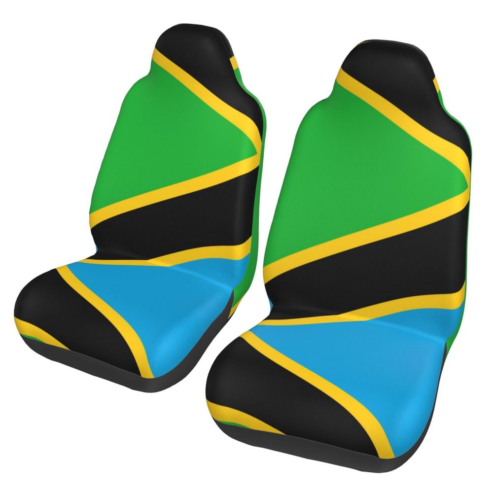 LPLSNWS Tanzania Flag Patterned, Durable Car Seat Covers, 2-Pack Suitable for Passenger Cars, Trucks, Commercial Vehicles, and Marine Seats