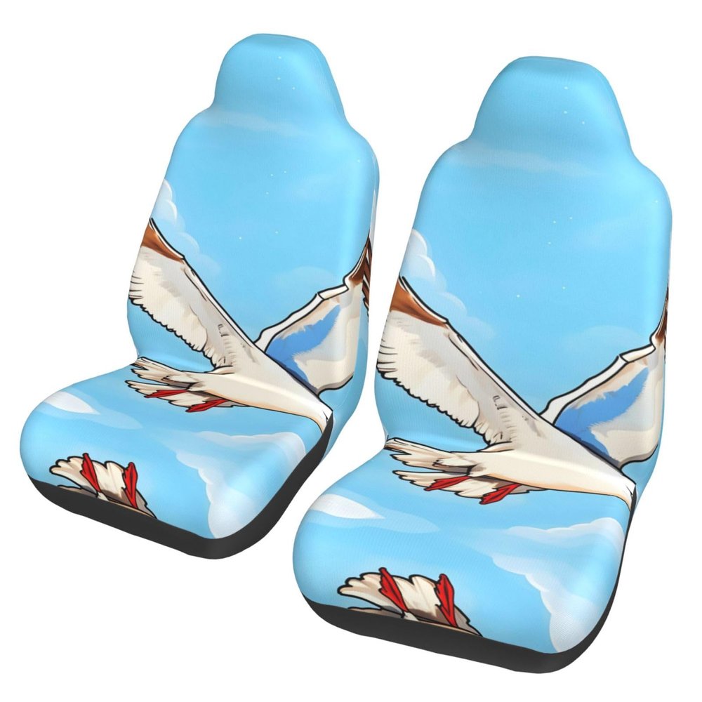 LPLSNWS Flying Seagulls Patterned, Durable Car Seat Covers, 2-Pack Suitable for Passenger Cars, Trucks, Commercial Vehicles, and Marine Seats
