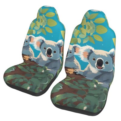 LPLSNWS Two Happy Koalas Patterned, Durable Car Seat Covers, 2-Pack Suitable for Passenger Cars, Trucks, Commercial Vehicles, and Marine Seats