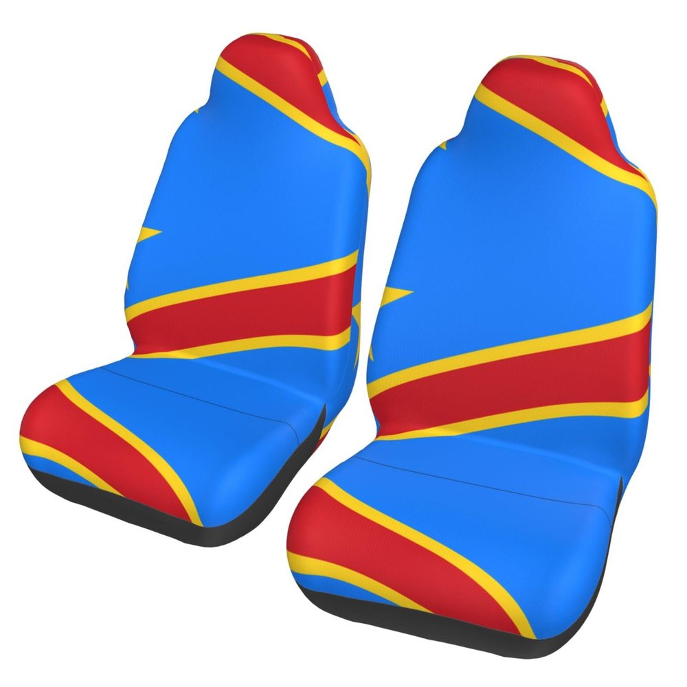 LPLSNWS Flag of The Congo Patterned, Durable Car Seat Covers, 2-Pack Suitable for Passenger Cars, Trucks, Commercial Vehicles, and Marine Seats
