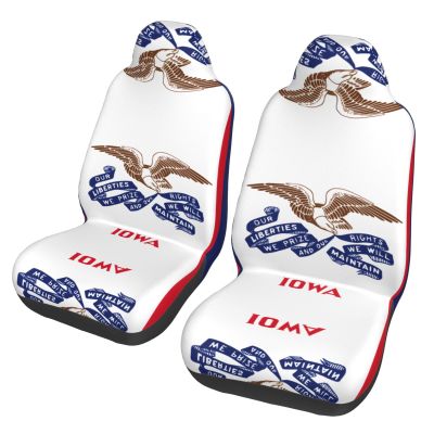 LPLSNWS Iowa State Flag Patterned, Durable Car Seat Covers, 2-Pack Suitable for Passenger Cars, Trucks, Commercial Vehicles, and Marine Seats