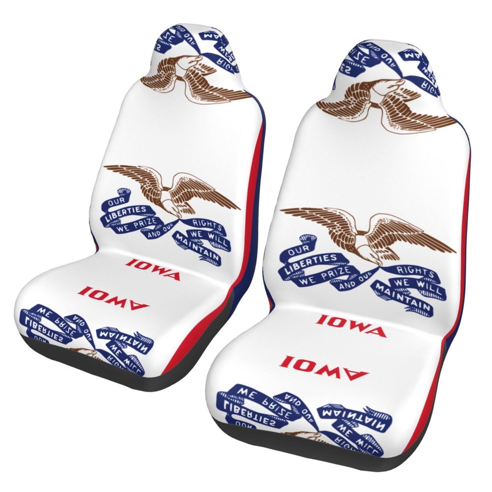 LPLSNWS Iowa State Flag Patterned, Durable Car Seat Covers, 2-Pack Suitable for Passenger Cars, Trucks, Commercial Vehicles, and Marine Seats