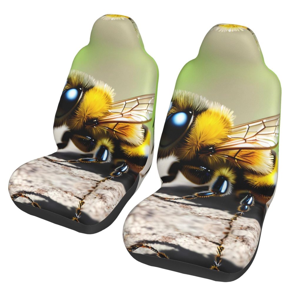LPLSNWS Cute Little Bee Patterned, Durable Car Seat Covers, 2-Pack Suitable for Passenger Cars, Trucks, Commercial Vehicles, and Marine Seats