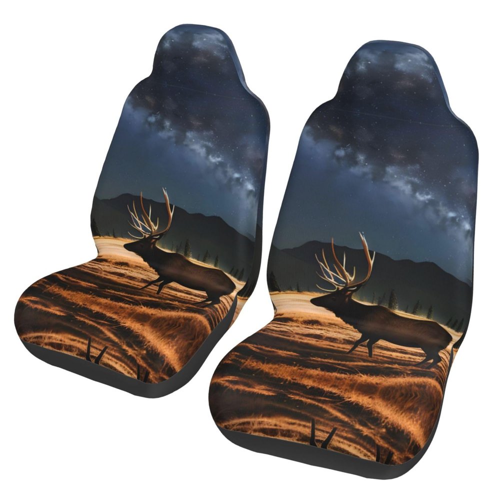 LPLSNWS Elk in The Meadow Patterned, Durable Car Seat Covers, 2-Pack Suitable for Passenger Cars, Trucks, Commercial Vehicles, and Marine Seats